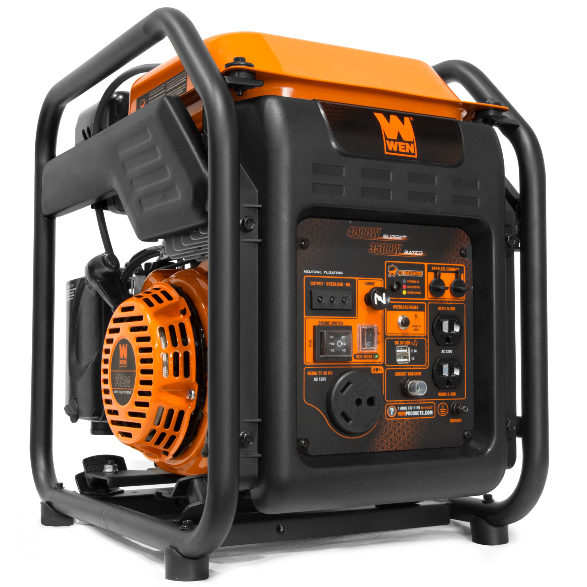 WEN Open Frame Inverter Generator - 4000W Surge, 3500W Rated, 120V, CO Sensor, Model# GN400iX